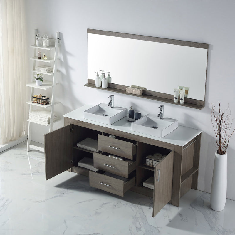 Modern Fittings Tavian 72" Double Bath Vanity with Engineered Stone Top and Square Sinks