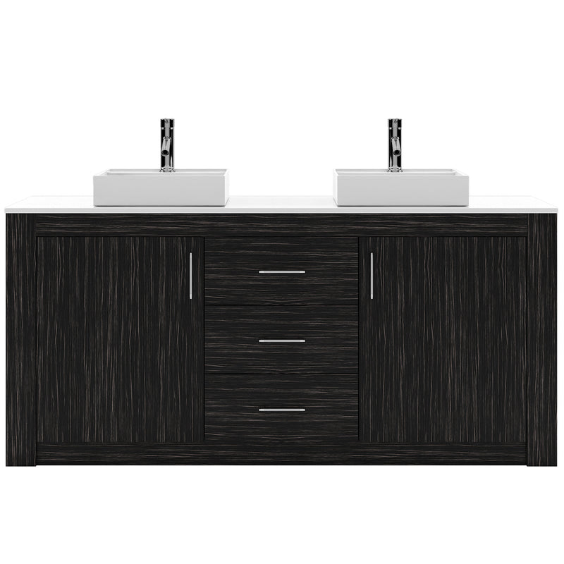 Modern Fittings Tavian 72" Double Bath Vanity with Engineered Stone Top and Square Sinks