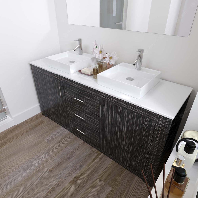 Modern Fittings Tavian 72" Double Bath Vanity with Engineered Stone Top and Square Sinks