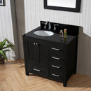 Modern Fittings Caroline Premium 36" Single Bath Vanity with Granite Top and Round Sink Zebra Gray