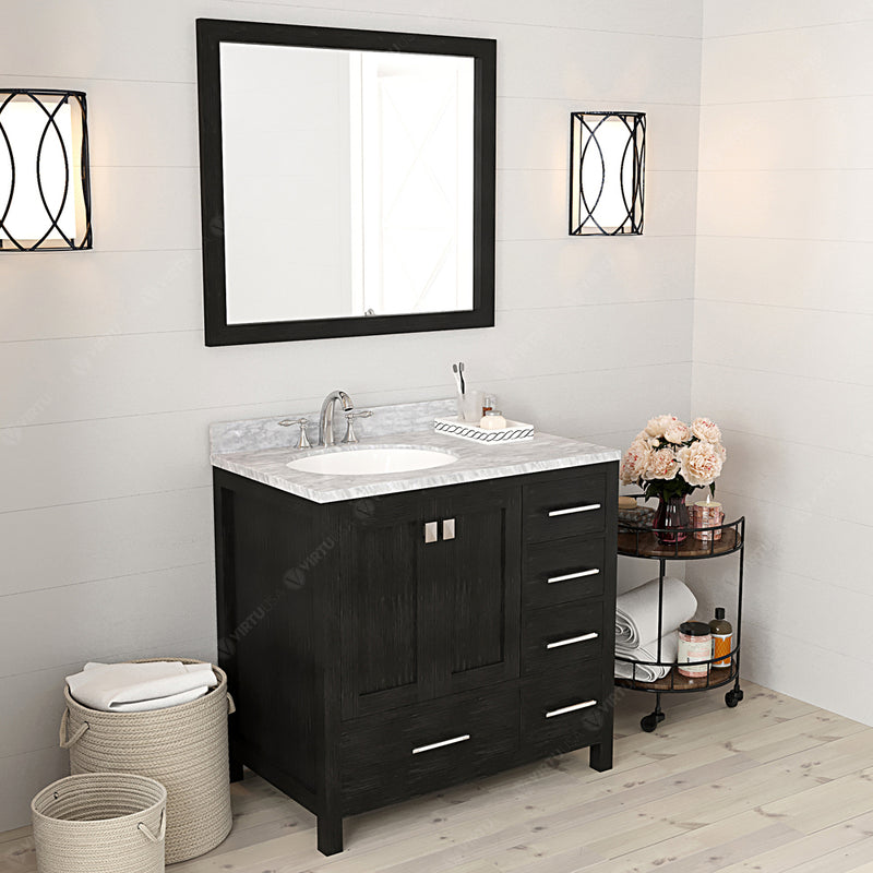 Modern Fittings Caroline Premium 36" Single Bath Vanity with Marble Top and Round Sink