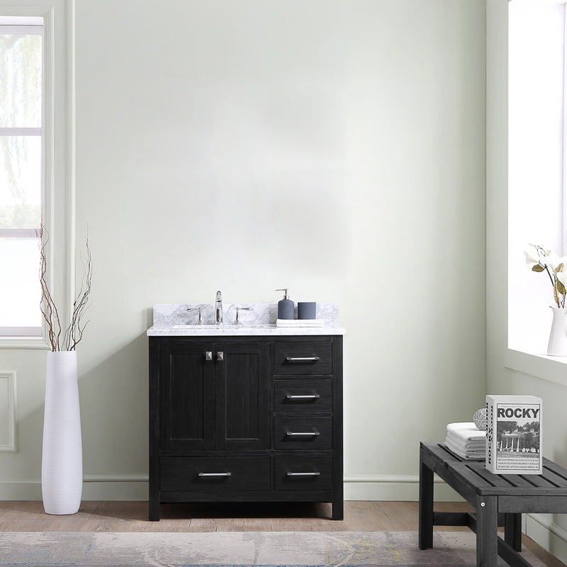 Modern Fittings Caroline Premium 36" Single Bath Vanity in with Marble Top and Square Sink