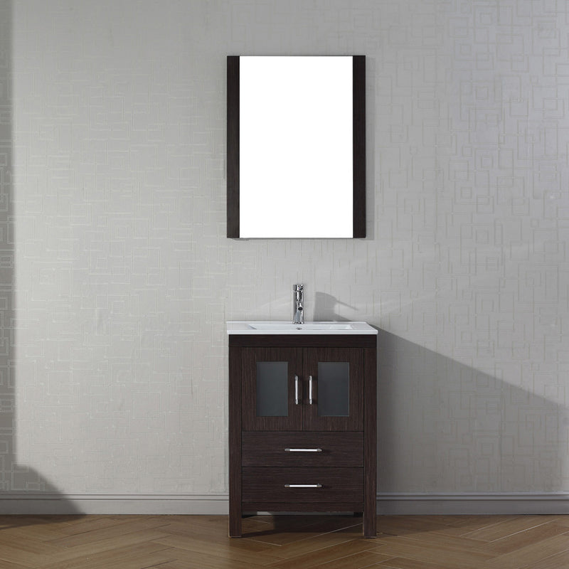 Modern Fittings Dior 24" Single Bath Vanity in White Ceramic Top and Integrated Square Sink with Matching Mirror