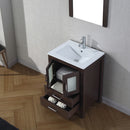 Modern Fittings Dior 24" Single Bath Vanity in White Ceramic Top and Integrated Square Sink with Matching Mirror