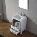 Modern Fittings Dior 24" Single Bath Vanity in White Ceramic Top and Integrated Square Sink with Matching Mirror