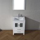 Modern Fittings Dior 24" Single Bath Vanity in White Ceramic Top and Integrated Square Sink with Matching Mirror