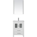 Modern Fittings Dior 24" Single Bath Vanity in White Ceramic Top and Integrated Square Sink with Matching Mirror