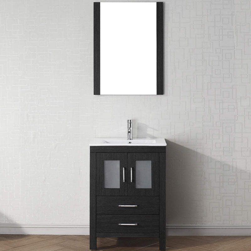 Modern Fittings Dior 24" Single Bath Vanity in White Ceramic Top and Integrated Square Sink with Matching Mirror