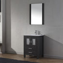 Modern Fittings Dior 24" Single Bath Vanity in White Ceramic Top and Integrated Square Sink with Matching Mirror