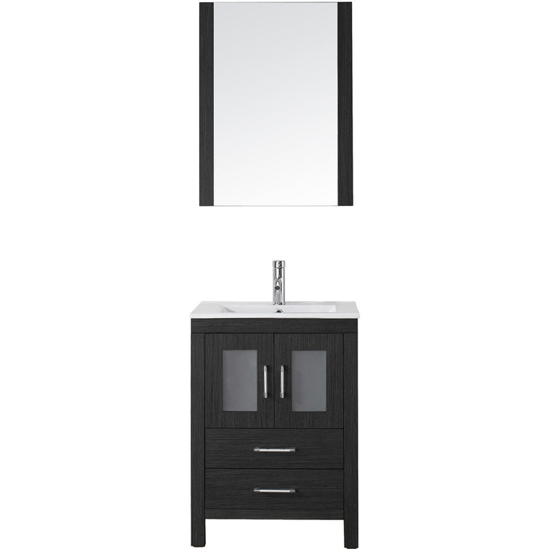 Modern Fittings Dior 24" Single Bath Vanity in White Ceramic Top and Integrated Square Sink with Matching Mirror