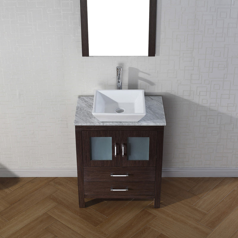 Modern Fittings Dior 24" Single Bath Vanity in White Marble Top and Square Sink with Matching Mirror