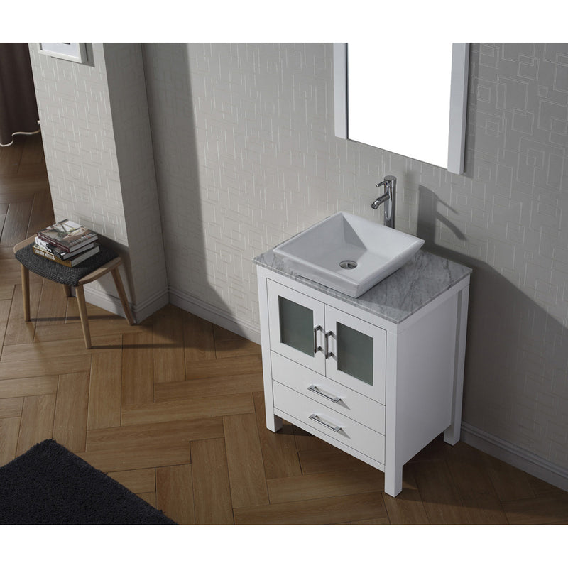 Modern Fittings Dior 24" Single Bath Vanity in White Marble Top and Square Sink with Matching Mirror