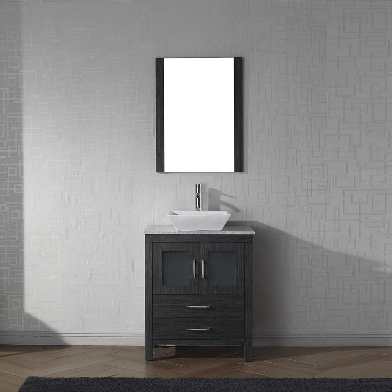 Modern Fittings Dior 24" Single Bath Vanity in White Marble Top and Square Sink with Matching Mirror