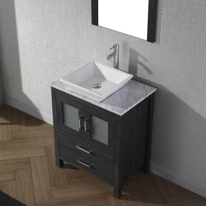 Modern Fittings Dior 24" Single Bath Vanity in White Marble Top and Square Sink with Matching Mirror