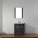 Modern Fittings Dior 28" Single Bath Vanity in White Ceramic Top and Integrated Square Sink with Matching Mirror