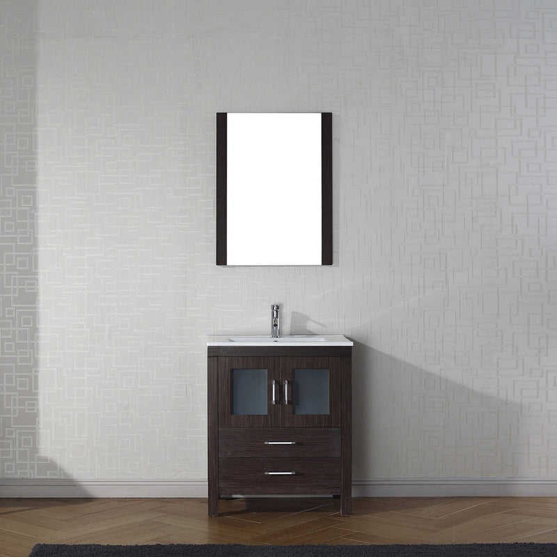 Modern Fittings Dior 28" Single Bath Vanity in White Ceramic Top and Integrated Square Sink with Matching Mirror