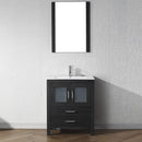 Modern Fittings Dior 28" Single Bath Vanity in White Ceramic Top and Integrated Square Sink with Matching Mirror