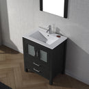 Modern Fittings Dior 28" Single Bath Vanity in White Ceramic Top and Integrated Square Sink with Matching Mirror