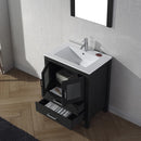 Modern Fittings Dior 28" Single Bath Vanity in White Ceramic Top and Integrated Square Sink with Matching Mirror