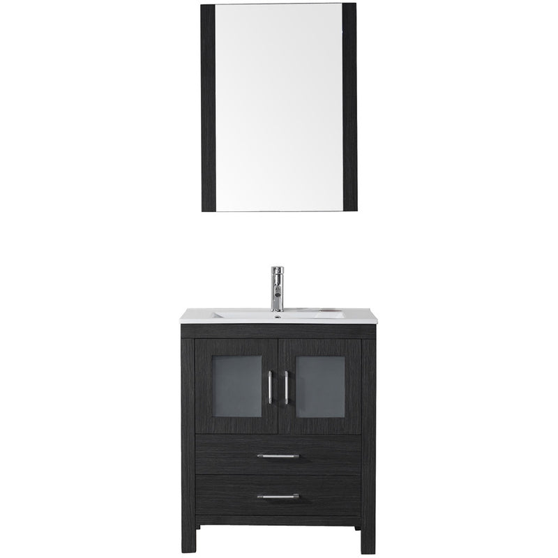 Modern Fittings Dior 28" Single Bath Vanity in White Ceramic Top and Integrated Square Sink with Matching Mirror