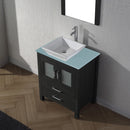 Modern Fittings Dior 28" Single Bath Vanity in Green Glass Top and Square Sink with Matching Mirror