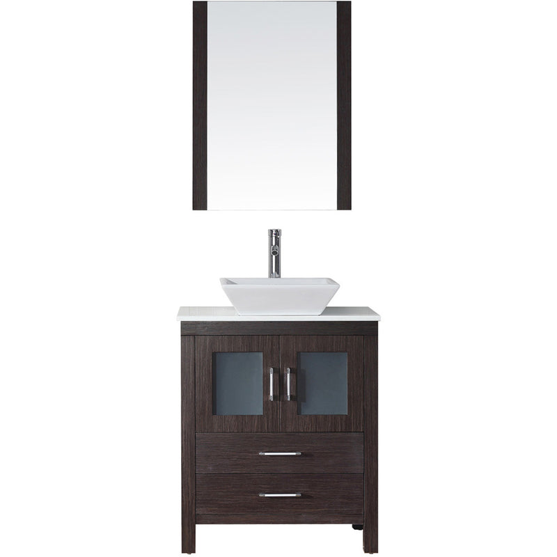 Modern Fittings Dior 28" Single Bath Vanity in White Engineered Stone Top and Square Sink with Matching Mirror