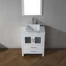 Modern Fittings Dior 28" Single Bath Vanity in White Engineered Stone Top and Square Sink with Matching Mirror