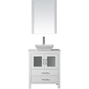 Modern Fittings Dior 28" Single Bath Vanity in White Engineered Stone Top and Square Sink with Matching Mirror