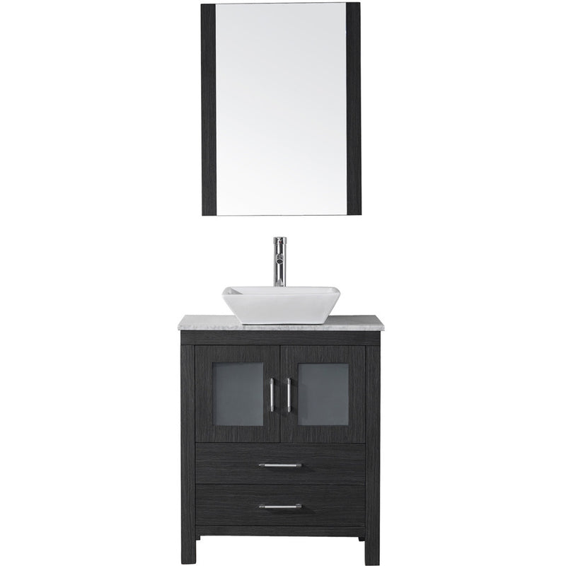 Modern Fittings Dior 28" Single Bath Vanity in White Marble Top and Square Sink with Matching Mirror