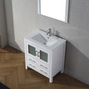 Modern Fittings Dior 30" Single Bath Vanity in White Ceramic Top and Integrated Square Sink with Matching Mirror