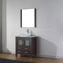 Modern Fittings Dior 30" Single Bath Vanity in Green Glass Top and Square Sink with Matching Mirror