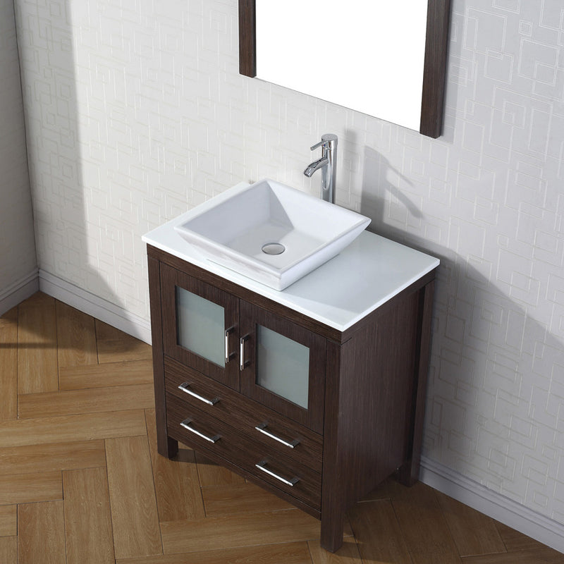 Modern Fittings Dior 30" Single Bath Vanity with Engineered Stone Top and Square Sink Faucet