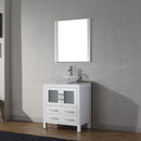 Modern Fittings Dior 30" Single Bath Vanity in White Engineered Stone Top and Square Sink with Matching Mirror