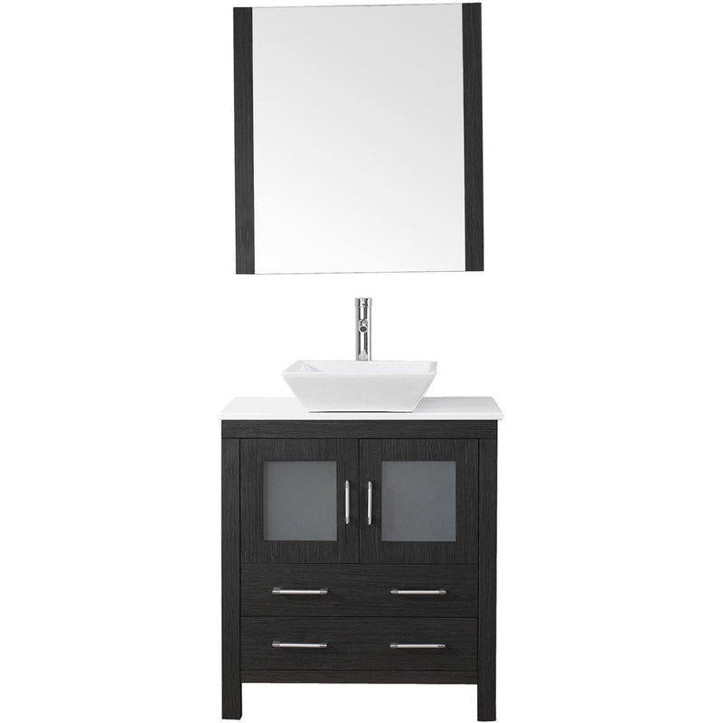 Modern Fittings Dior 30" Single Bath Vanity in White Engineered Stone Top and Square Sink with Matching Mirror