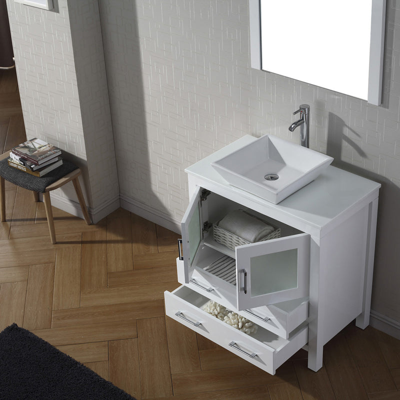 Modern Fittings Dior 32" Single Bath Vanity with Engineered Stone Top and Square Sink Faucet