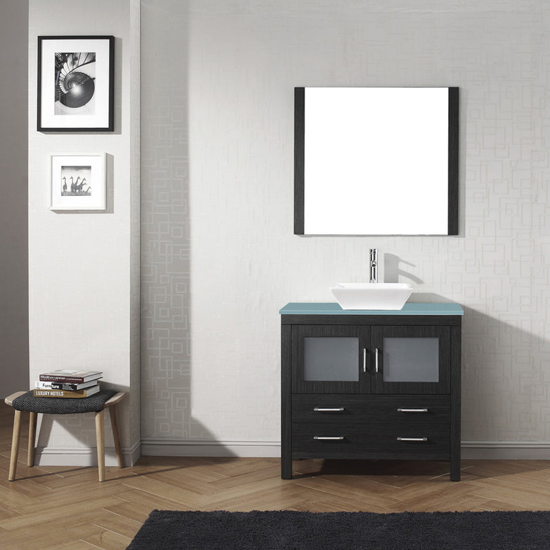 Modern Fittings Dior 36" Single Bath Vanity with Glass Top and Square Sink Faucet