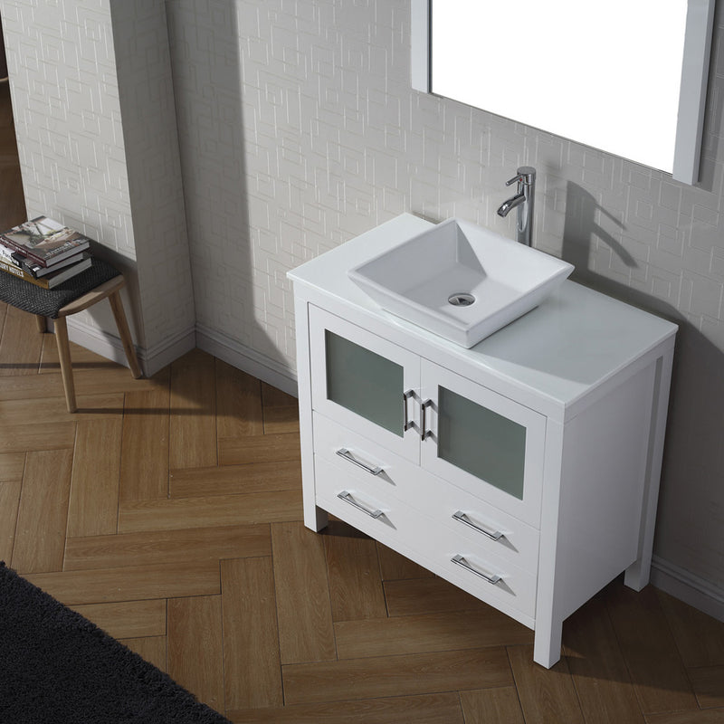 Modern Fittings Dior 36" Single Bath Vanity with Engineered Stone Top and Square Sink Faucet