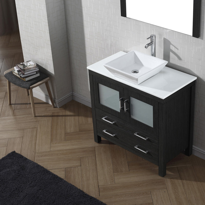 Modern Fittings Dior 36" Single Bath Vanity with Engineered Stone Top and Square Sink Faucet