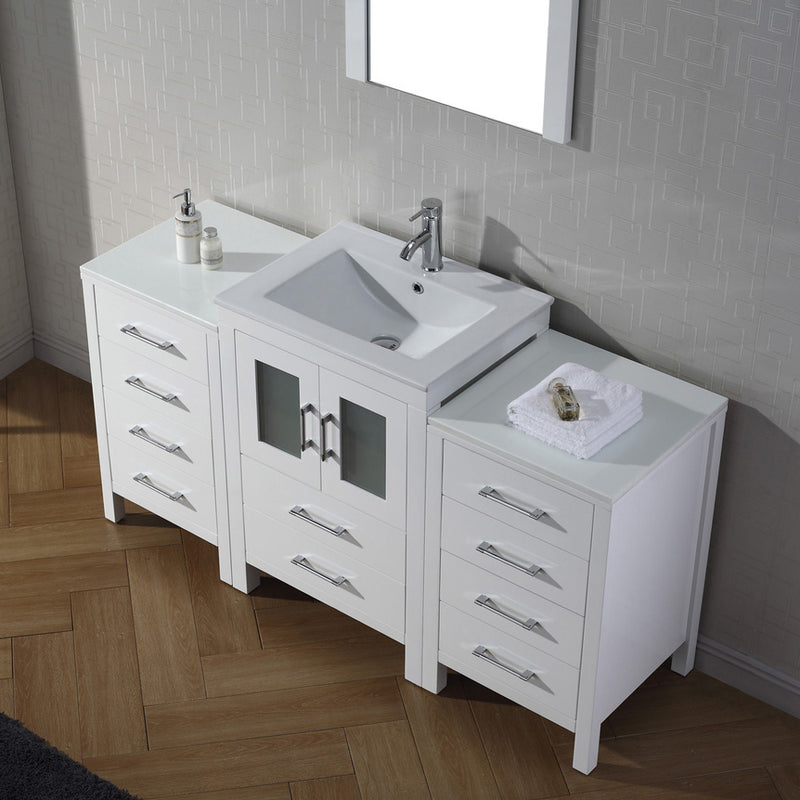 Modern Fittings Dior 60" Single Bath Vanity with Ceramic Top and Integrated Square Sink Faucet