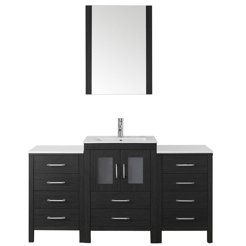 Modern Fittings Dior 60" Single Bath Vanity with Ceramic Top and Integrated Square Sink Faucet