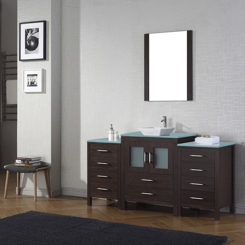 Modern Fittings Dior 64" Single Bath Vanity with Glass Top and Square Sink Faucet