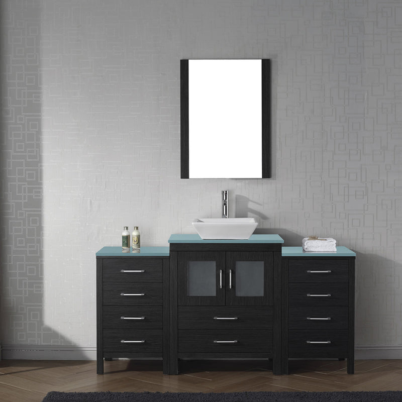 Modern Fittings Dior 64" Single Bath Vanity with Glass Top and Square Sink Faucet