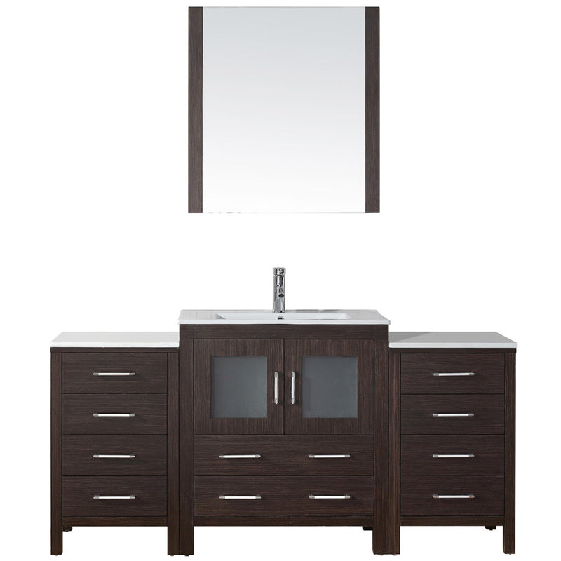 Modern Fittings Dior 66" Single Bath Vanity with Ceramic Top and Integrated Square Sink Faucet