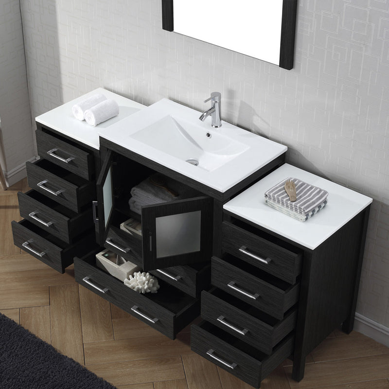 Modern Fittings Dior 66" Single Bath Vanity with Ceramic Top and Integrated Square Sink Faucet