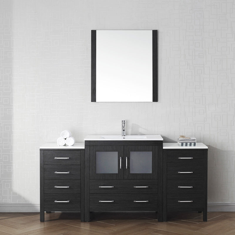 Modern Fittings Dior 68" Single Bath Vanity with Ceramic Top and Integrated Square Sink Faucet