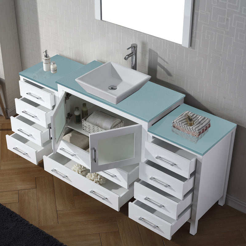 Modern Fittings Dior 72" Single Bath Vanity with Glass Top and Square Sink Faucet