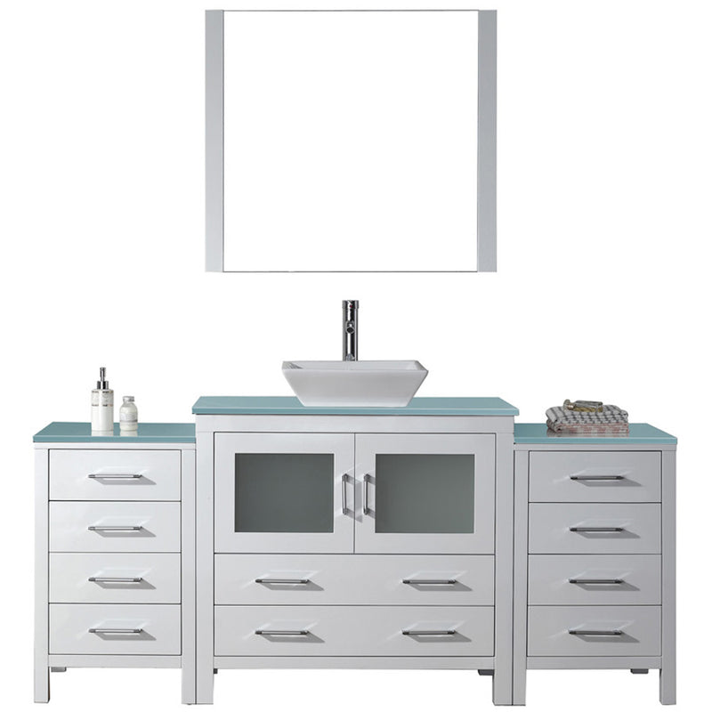 Modern Fittings Dior 72" Single Bath Vanity with Glass Top and Square Sink Faucet