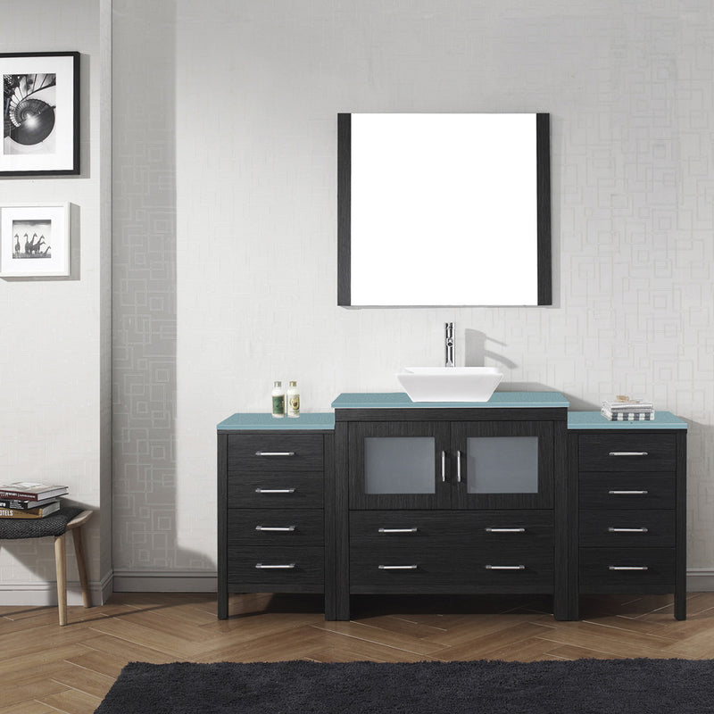 Modern Fittings Dior 72" Single Bath Vanity with Glass Top and Square Sink Faucet