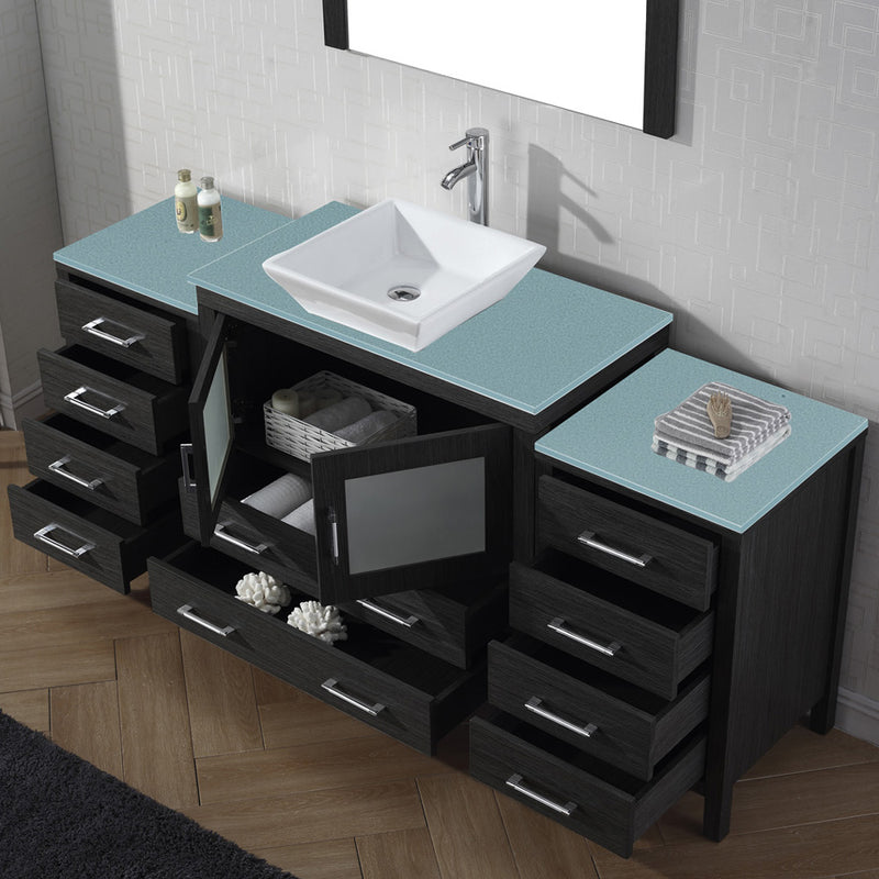 Modern Fittings Dior 72" Single Bath Vanity with Glass Top and Square Sink Faucet