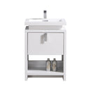 KubeBath Levi 24" High Gloss White Modern Bathroom Vanity with Cubby Hole L600GW